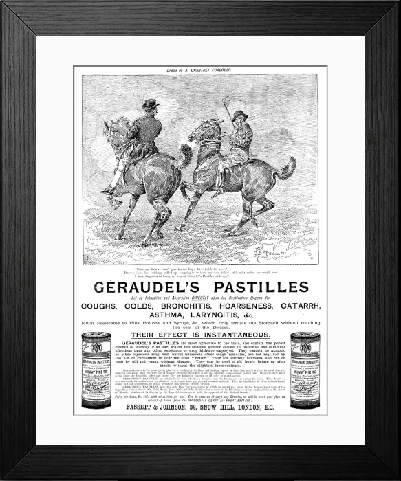 Framed Print : Advertisement for Geraudel's Pastilles, 1895. Creator: Alfred Chantrey Corbould. Advertisement for Geraudel's Pastilles, 1895. Creator: Alfred Chantrey Corbould Framed Print : Advertisement for Geraudel's Pastilles, 1895. Creator: Alfred Chantrey Corbould. Advertisement for Geraudel's Pastilles, 1895. Creator: Alfred Chantrey Corbould