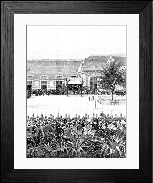 Framed Print : The Queen's Holiday Abroad: arrival at Nice on March 15, 1895. Creator: George Meisenbach. The Queen's Holiday Abroad: arrival at Nice on March 15, 1895 Framed Print : The Queen's Holiday Abroad: arrival at Nice on March 15, 1895. Creator: George Meisenbach. The Queen's Holiday Abroad: arrival at Nice on March 15, 1895