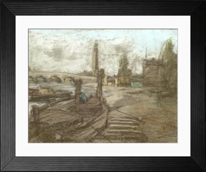 Framed Print : Old Barges, 1875-1899. Creator: Henry Muhrmann Framed Print : Old Barges, 1875-1899. Creator: Henry Muhrmann