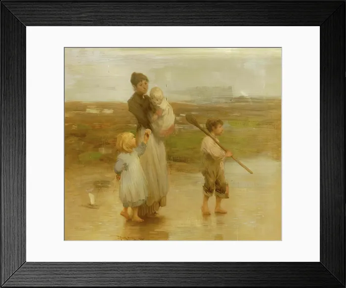 Framed Print : The Bait Gatherers, 1895. Creator: Thomas Austen Brown Framed Print : The Bait Gatherers, 1895. Creator: Thomas Austen Brown