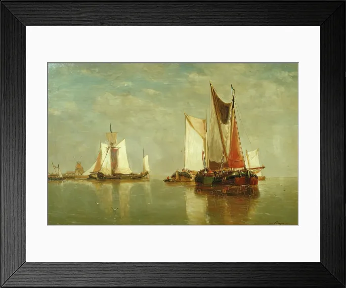Framed Print : On The Scheldt - Afternoon, 1868. Creator: Paul Jean Clays Framed Print : On The Scheldt - Afternoon, 1868. Creator: Paul Jean Clays