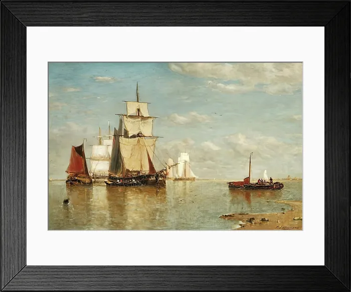 Framed Print : Calm at the Mouth of the Scheldt, 1868. Creator: Paul Jean Clays Framed Print : Calm at the Mouth of the Scheldt, 1868. Creator: Paul Jean Clays