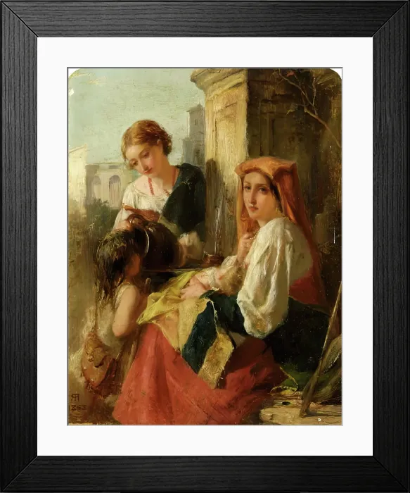 Framed Print : A Fountain Group, South Italy, 1868. Creator: Robert Herdman Framed Print : A Fountain Group, South Italy, 1868. Creator: Robert Herdman