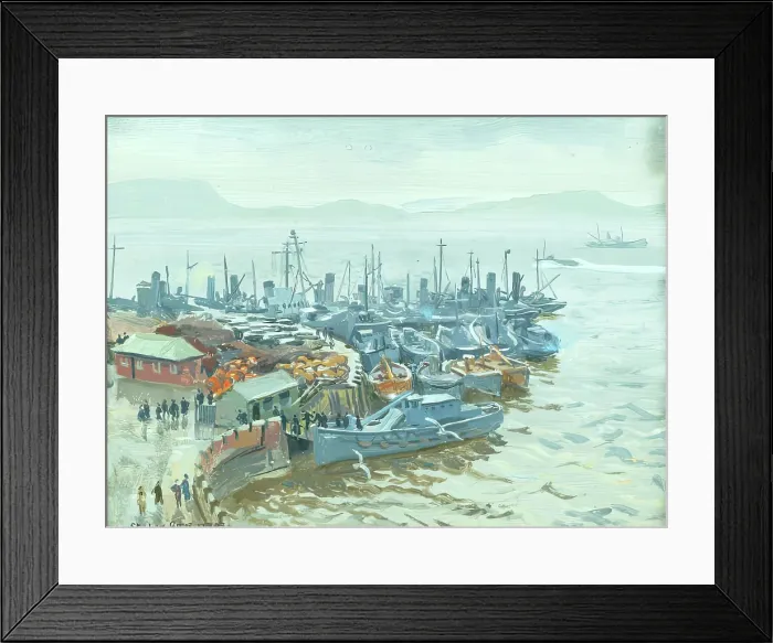 Framed Print : The Boat Pool, Oban - A Wet Day, 1943. Creator: Stephen Bone Framed Print : The Boat Pool, Oban - A Wet Day, 1943. Creator: Stephen Bone