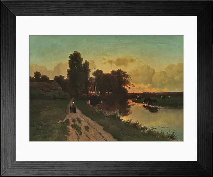 Framed Print : On a Dutch Canal, 1858. Creator: Gerrit Alexander Godart Filip Mollinger Framed Print : On a Dutch Canal, 1858. Creator: Gerrit Alexander Godart Filip Mollinger