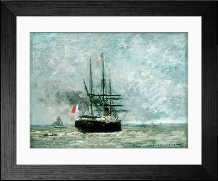 Framed Print : Leaving Port, 1868. Creator: Eugene Louis Boudin Framed Print : Leaving Port, 1868. Creator: Eugene Louis Boudin