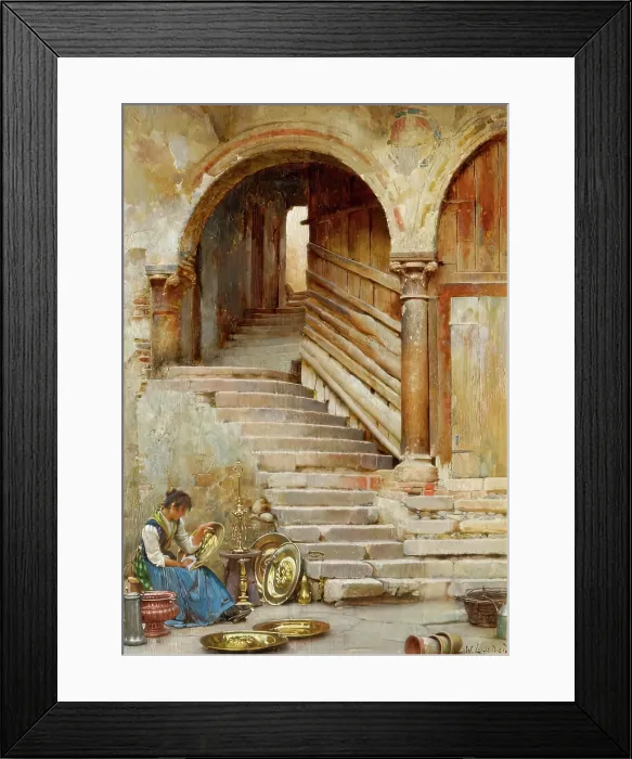 Framed Print : A Courtyard in Verona, 1875-1899. Creator: William Logsdail Framed Print : A Courtyard in Verona, 1875-1899. Creator: William Logsdail