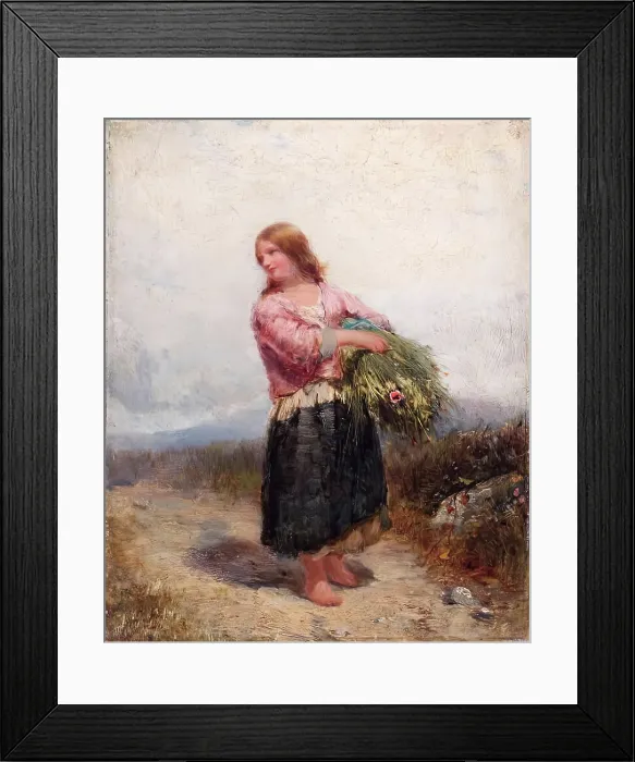 Framed Print : Girl Carrying Hay, 1850-1874. Creator: James Cassie Framed Print : Girl Carrying Hay, 1850-1874. Creator: James Cassie