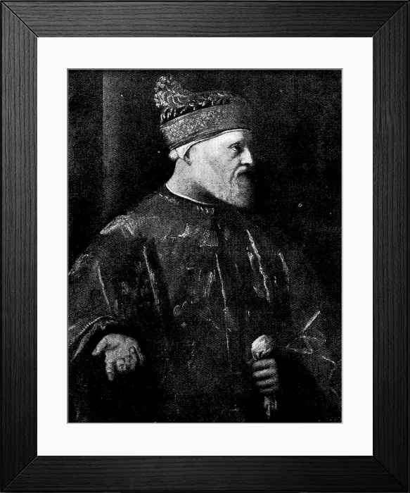Framed Print : Venetian Art at the New Gallery: Portrait of Andrea Gritti, Doge 1523-1538 - by Titian, 1895. Creator: Unknown Framed Print : Venetian Art at the New Gallery: Portrait of Andrea Gritti, Doge 1523-1538 - by Titian, 1895. Creator: Unknown