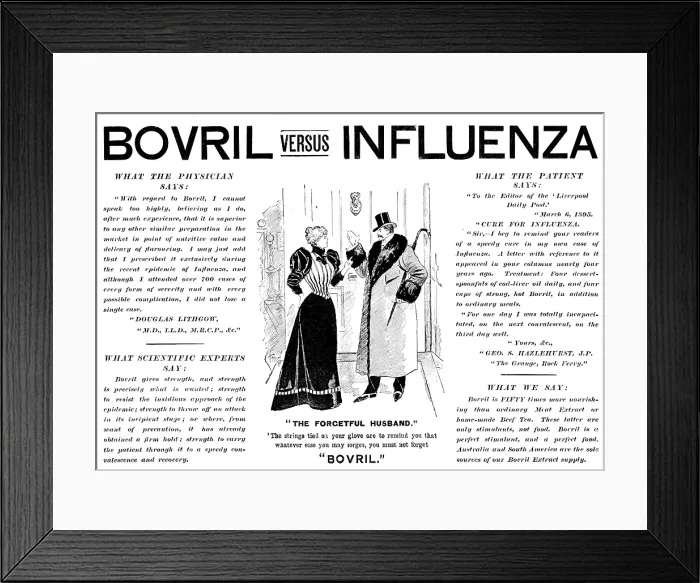 Framed Print : Advertisement for Bovril, 1895. Creator: Unknown