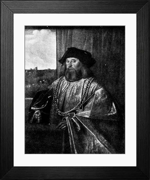 Framed Print : Venetian Art at the New Gallery: Portrait of a Noble - by Giovanni Cariani, 1895. Creator: Unknown Framed Print : Venetian Art at the New Gallery: Portrait of a Noble - by Giovanni Cariani, 1895. Creator: Unknown
