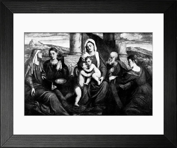 Framed Print : Venetian Art at the New Gallery: The Virgin and Child with Saints - by Bonifazio, 1895. Creator: Unknown Framed Print : Venetian Art at the New Gallery: The Virgin and Child with Saints - by Bonifazio, 1895. Creator: Unknown