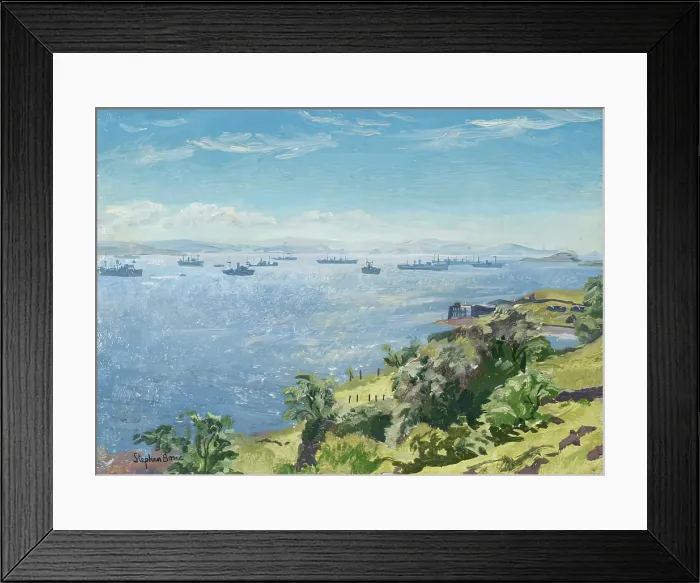 Framed Print : Convoy Anchorage, from Lismore, 1939-1945. Creator: Stephen Bone Framed Print : Convoy Anchorage, from Lismore, 1939-1945. Creator: Stephen Bone