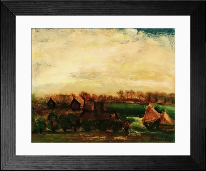 Framed Print : Landscape with Haystacks, c1930s. Creator: Constant Permeke Framed Print : Landscape with Haystacks, c1930s. Creator: Constant Permeke
