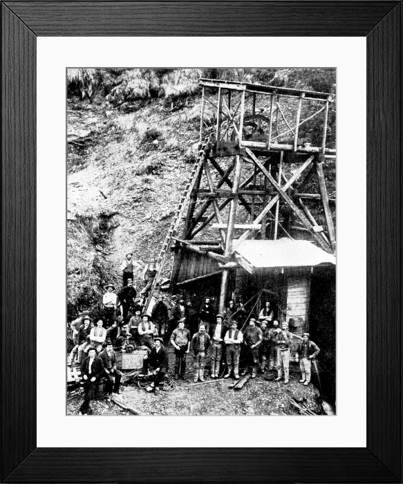 Framed Print : Mining in New Zealand - Achilles Gold-Fields, Limited: main shaft and hoist, 1895. Creator: Unknown Framed Print : Mining in New Zealand - Achilles Gold-Fields, Limited: main shaft and hoist, 1895. Creator: Unknown