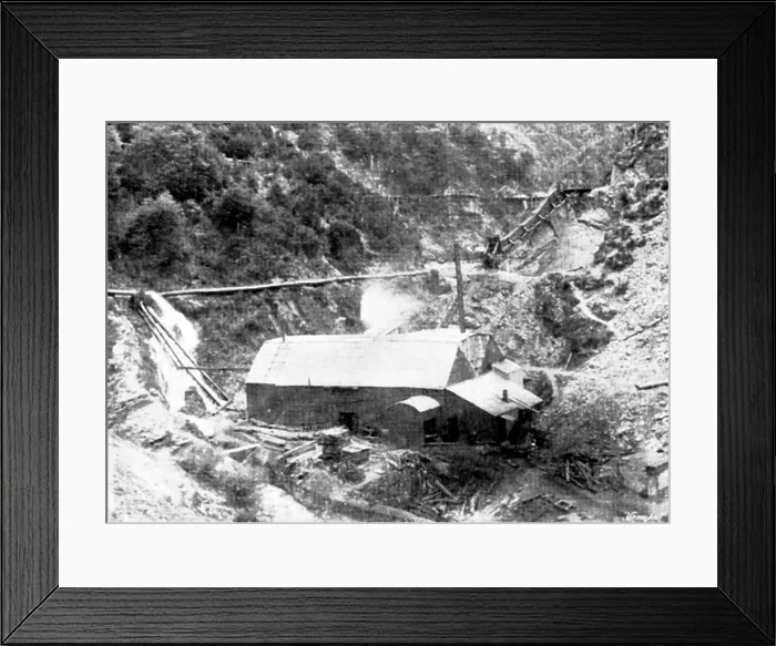 Framed Print : Mining in New Zealand - Achilles Gold-Fields, Limited: Thirty-Stamp Mill...and ore feeders, 1895. Creator: George Meisenbach Framed Print : Mining in New Zealand - Achilles Gold-Fields, Limited: Thirty-Stamp Mill...and ore feeders, 1895. Creator: George Meisenbach