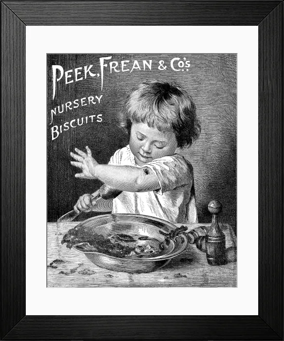 Framed Print : Advertisement for Peek, Freak & Co.'s Nursery Biscuits, 1895. Creator: Unknown. Advertisement for Peek, Freak & Co.'s Nursery Biscuits, 1895. Creator: Unknown Framed Print : Advertisement for Peek, Freak & Co.'s Nursery Biscuits, 1895. Creator: Unknown. Advertisement for Peek, Freak & Co.'s Nursery Biscuits, 1895. Creator: Unknown