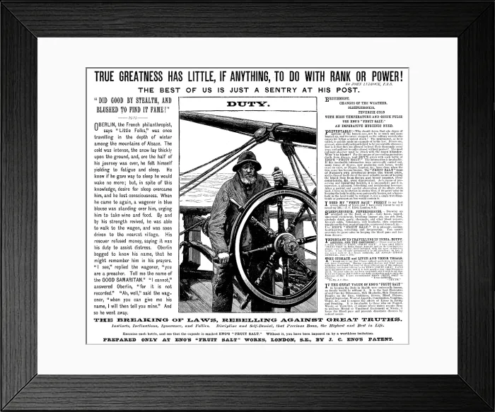 Framed Print : Advertisement for Eno's 'Fruit Salt', 1895. Creator: Unknown. Advertisement for Eno's 'Fruit Salt', 1895. Creator: Unknown Framed Print : Advertisement for Eno's 'Fruit Salt', 1895. Creator: Unknown. Advertisement for Eno's 'Fruit Salt', 1895. Creator: Unknown