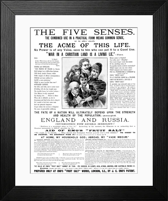 Framed Print : Advertisement for Eno's 'Fruit Salt', 1895. Creator: Unknown. Advertisement for Eno's 'Fruit Salt', 1895. Creator: Unknown Framed Print : Advertisement for Eno's 'Fruit Salt', 1895. Creator: Unknown. Advertisement for Eno's 'Fruit Salt', 1895. Creator: Unknown
