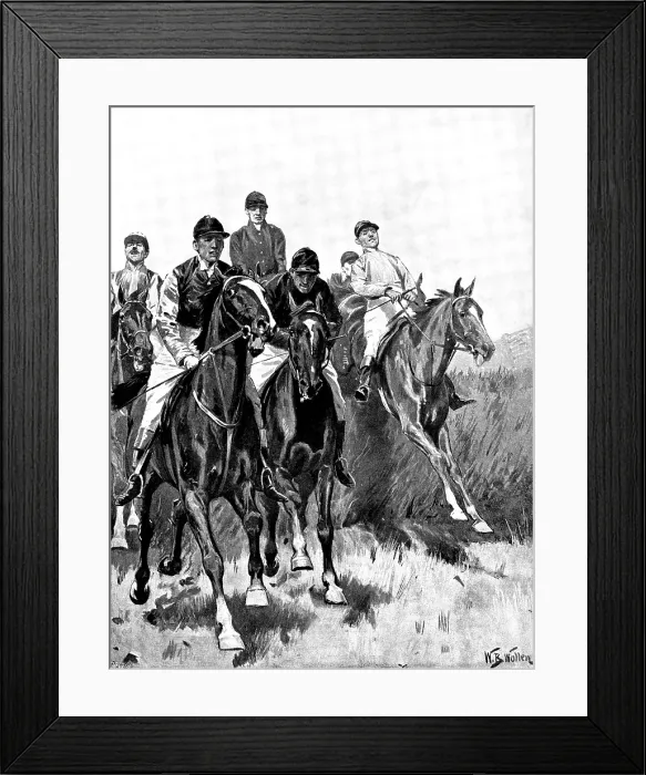 Framed Print : Making the Running - drawn by W. B. Wollen, 1895. Creator: George Meisenbach Framed Print : Making the Running - drawn by W. B. Wollen, 1895. Creator: George Meisenbach
