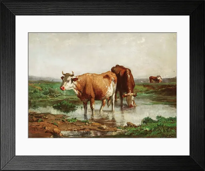 Framed Print : Landscape with Cows, before 1870. Creator: Alexandre Thiollet Framed Print : Landscape with Cows, before 1870. Creator: Alexandre Thiollet