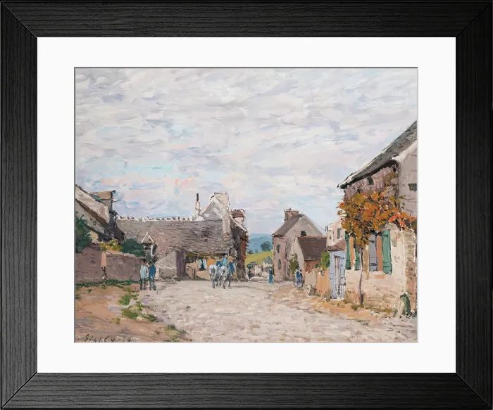 Framed Print : La Petite Place - La Rue du Village, 1874. Creator: Alfred Sisley Framed Print : La Petite Place - La Rue du Village, 1874. Creator: Alfred Sisley
