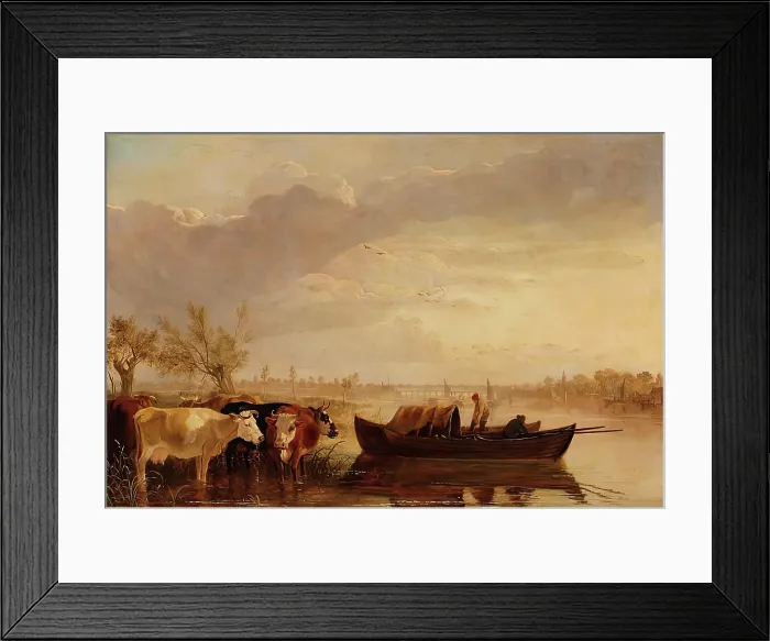 Framed Print : Old Chelsea Bridge, c1799. Creator: James M Burnet Framed Print : Old Chelsea Bridge, c1799. Creator: James M Burnet