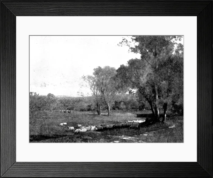 Framed Print : Pictures from the Royal Academy: Midland Meadows - A. East, 1895. Creator: George Meisenbach Framed Print : Pictures from the Royal Academy: Midland Meadows - A. East, 1895. Creator: George Meisenbach