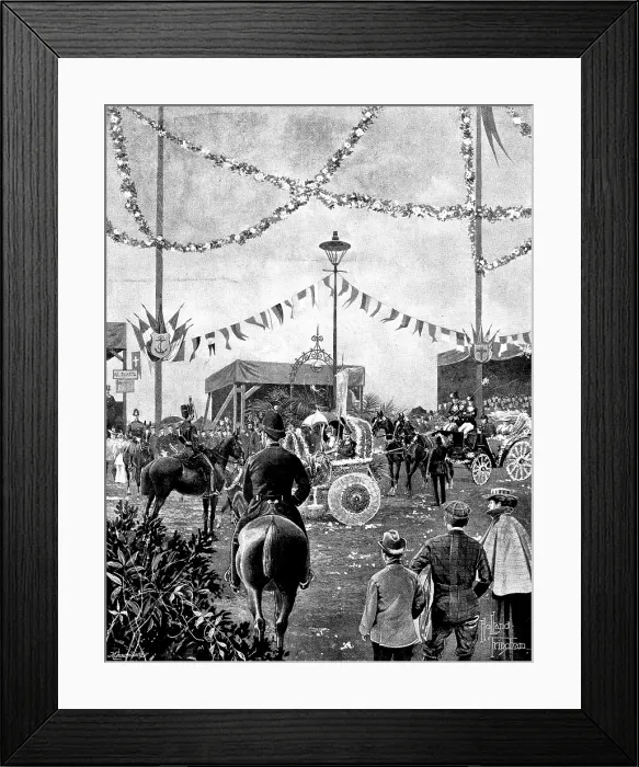 Framed Print : The Battle of Flowers at Eastbourne, 1895. Creator: George Meisenbach Framed Print : The Battle of Flowers at Eastbourne, 1895. Creator: George Meisenbach