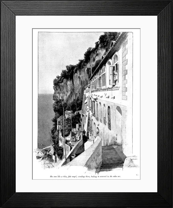 Framed Print : Adam Johnstone's Son: She was like a thin, fair angel...looking to seaward in the calm air, 1895 Framed Print : Adam Johnstone's Son: She was like a thin, fair angel...looking to seaward in the calm air, 1895