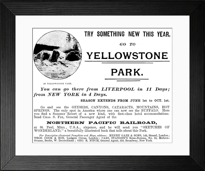 Framed Print : Advertisement for the Northern Pacific Railroad, 1895. Creator: Unknown Framed Print : Advertisement for the Northern Pacific Railroad, 1895. Creator: Unknown