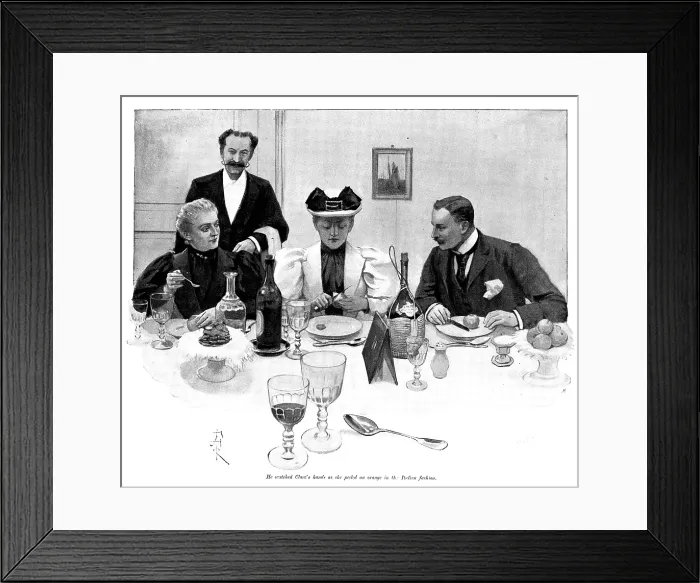 Framed Print : Adam Johnstone's Son: He watched Clare's hands as she peeled an orange in the Italian fashion, 1895 Framed Print : Adam Johnstone's Son: He watched Clare's hands as she peeled an orange in the Italian fashion, 1895