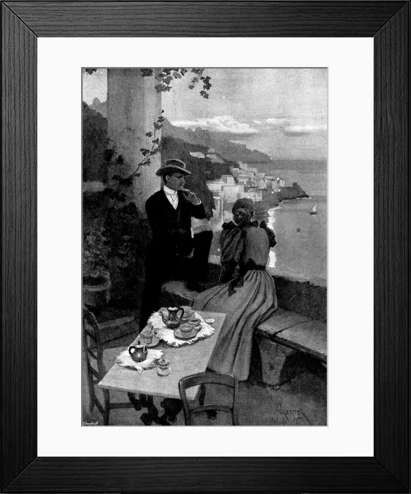 Framed Print : Adam Johnstone's Son: Johnstone sat down upon the wall, while Clare leaned over it, 1895