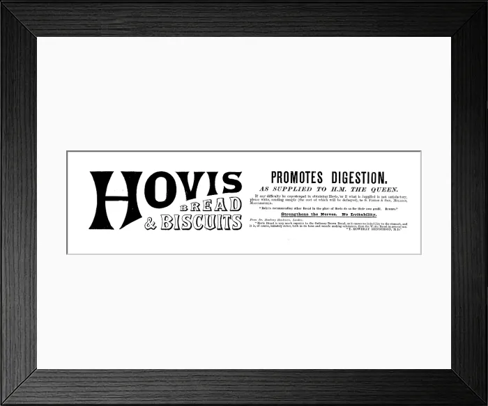 Framed Print : Advertisement for Hovis Bread & Biscuits, 1895. Creator: Unknown Framed Print : Advertisement for Hovis Bread & Biscuits, 1895. Creator: Unknown