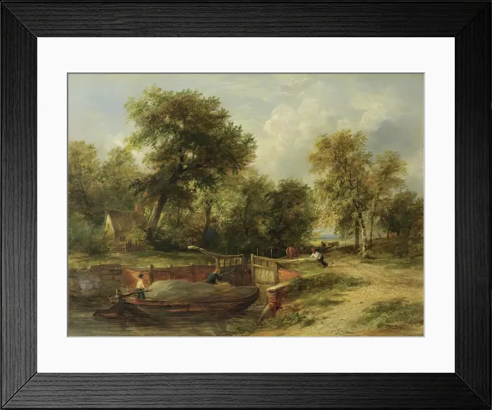 Framed Print : Lock Scene, 1825-1849. Creator: James Stark Framed Print : Lock Scene, 1825-1849. Creator: James Stark