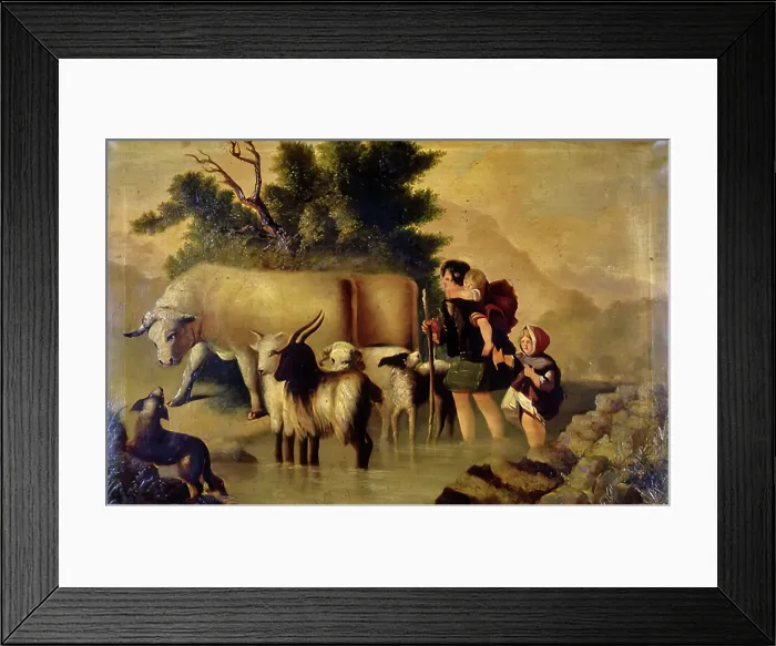 Framed Print : Crossing the Brook, 1848-1853. Creator: George Paul Chalmers Framed Print : Crossing the Brook, 1848-1853. Creator: George Paul Chalmers