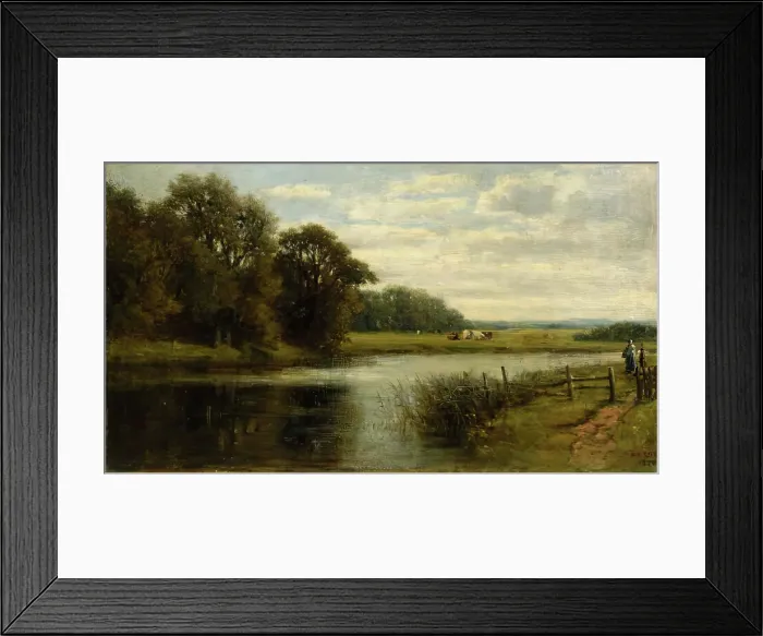 Framed Print : River Scene with Cows, 1870. Creator: Archibald David Reid Framed Print : River Scene with Cows, 1870. Creator: Archibald David Reid