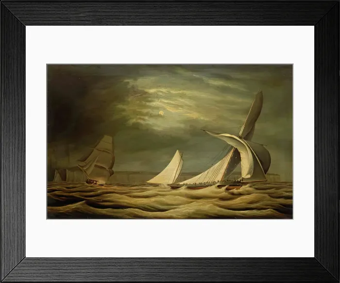 Framed Print : Ships by Moonlight, c1850s. Creator: Unknown Framed Print : Ships by Moonlight, c1850s. Creator: Unknown