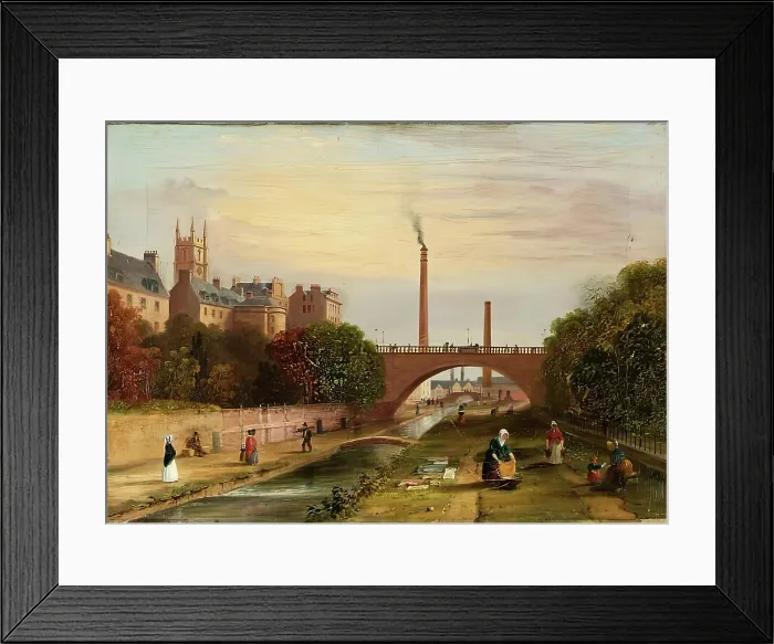 Framed Print : Denburn with Bleach Green and Union Bridge, Aberdeen, 1824-1849. Creator: Unknown Framed Print : Denburn with Bleach Green and Union Bridge, Aberdeen, 1824-1849. Creator: Unknown