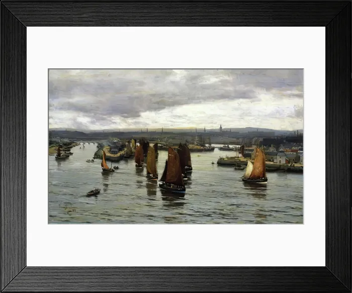 Framed Print : The Herring Fleet Leaving the Dee, Aberdeen, 1888. Creator: David Farquharson Framed Print : The Herring Fleet Leaving the Dee, Aberdeen, 1888. Creator: David Farquharson
