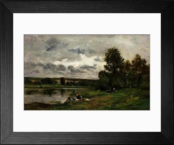 Framed Print : Les Laveuses, 1873. Creator: Charles Francois Daubigny Framed Print : Les Laveuses, 1873. Creator: Charles Francois Daubigny
