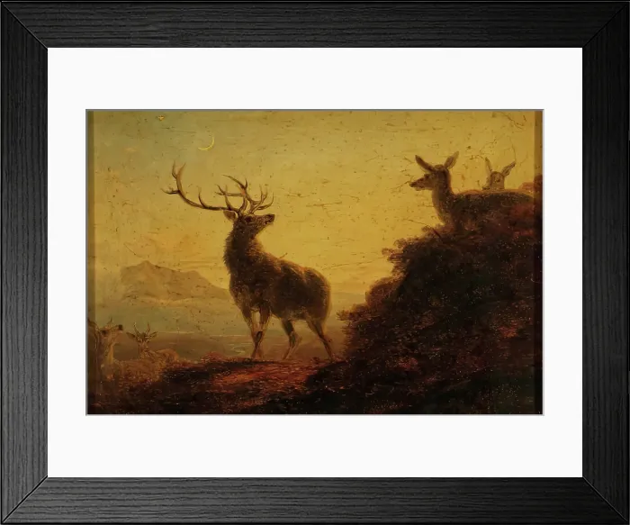 Framed Print : Sketch of Deer - Evening, 1850-1870. Creator: James William Giles Framed Print : Sketch of Deer - Evening, 1850-1870. Creator: James William Giles