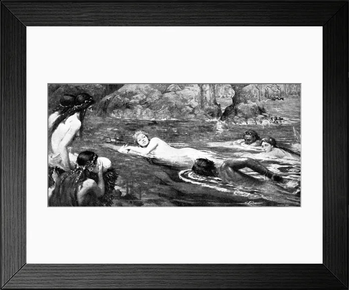 Framed Print : Pictures from the New Gallery: A Race: Mermaids and Tritons - C. Smithers, 1895. Creator: George Meisenbach Framed Print : Pictures from the New Gallery: A Race: Mermaids and Tritons - C. Smithers, 1895. Creator: George Meisenbach
