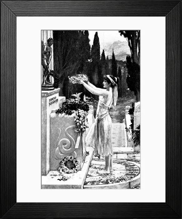Framed Print : Pictures from the New Gallery: Her First Offering - Herbert Schmalz, 1895. Creator: George Meisenbach Framed Print : Pictures from the New Gallery: Her First Offering - Herbert Schmalz, 1895. Creator: George Meisenbach