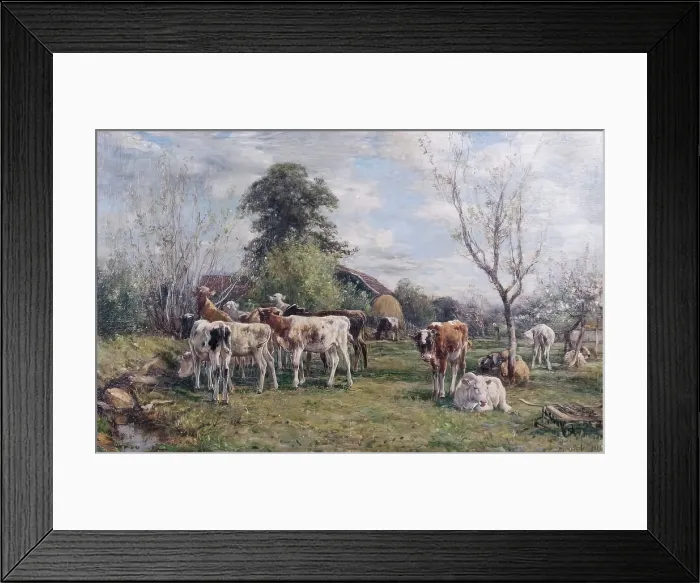 Framed Print : Weaned Calves, 1879. Creator: Mark Fisher Framed Print : Weaned Calves, 1879. Creator: Mark Fisher