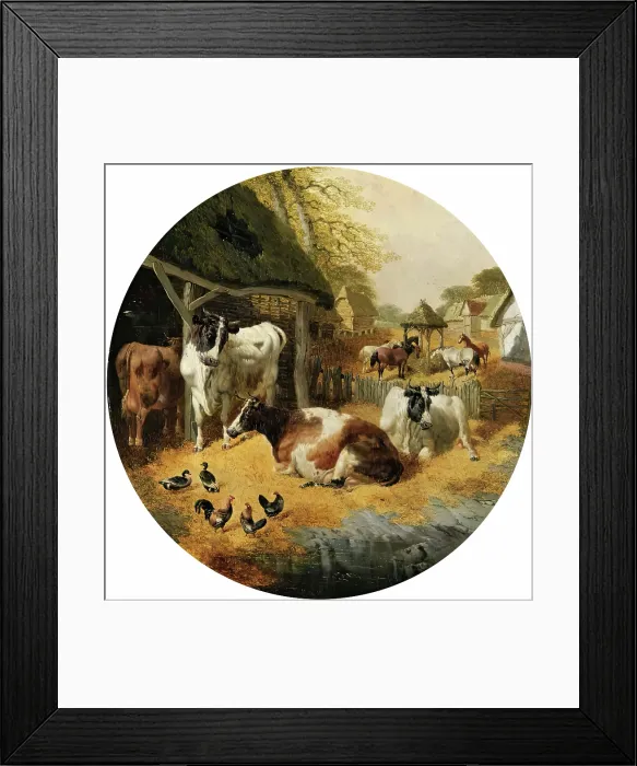 Framed Print : Farmyard, 1852. Creator: John Frederick Herring I