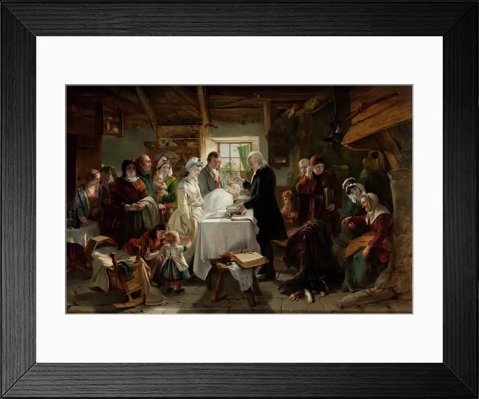 Framed Print : Baptism in Scotland, 1850. Creator: John Phillip Framed Print : Baptism in Scotland, 1850. Creator: John Phillip