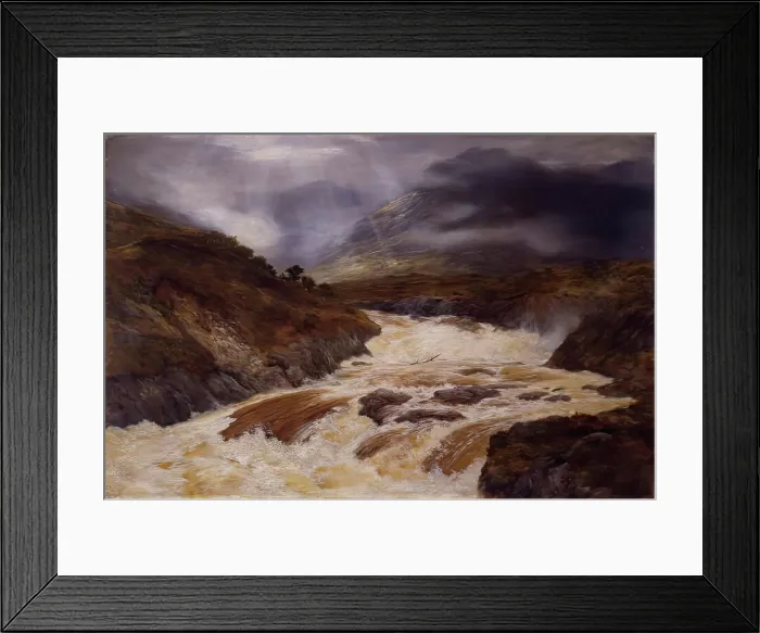 Framed Print : Spate in The Highlands, 1868. Creator: Peter Graham Framed Print : Spate in The Highlands, 1868. Creator: Peter Graham