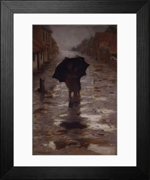 Framed Print : A Wet Day, c1900s. Creator: Joseph Farquharson Framed Print : A Wet Day, c1900s. Creator: Joseph Farquharson