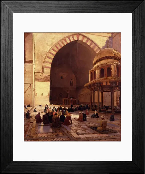 Framed Print : The Hour of Prayer - Interior of the Mosque Sultan Hassan, Cairo, 1888. Creator: Joseph Farquharson Framed Print : The Hour of Prayer - Interior of the Mosque Sultan Hassan, Cairo, 1888. Creator: Joseph Farquharson